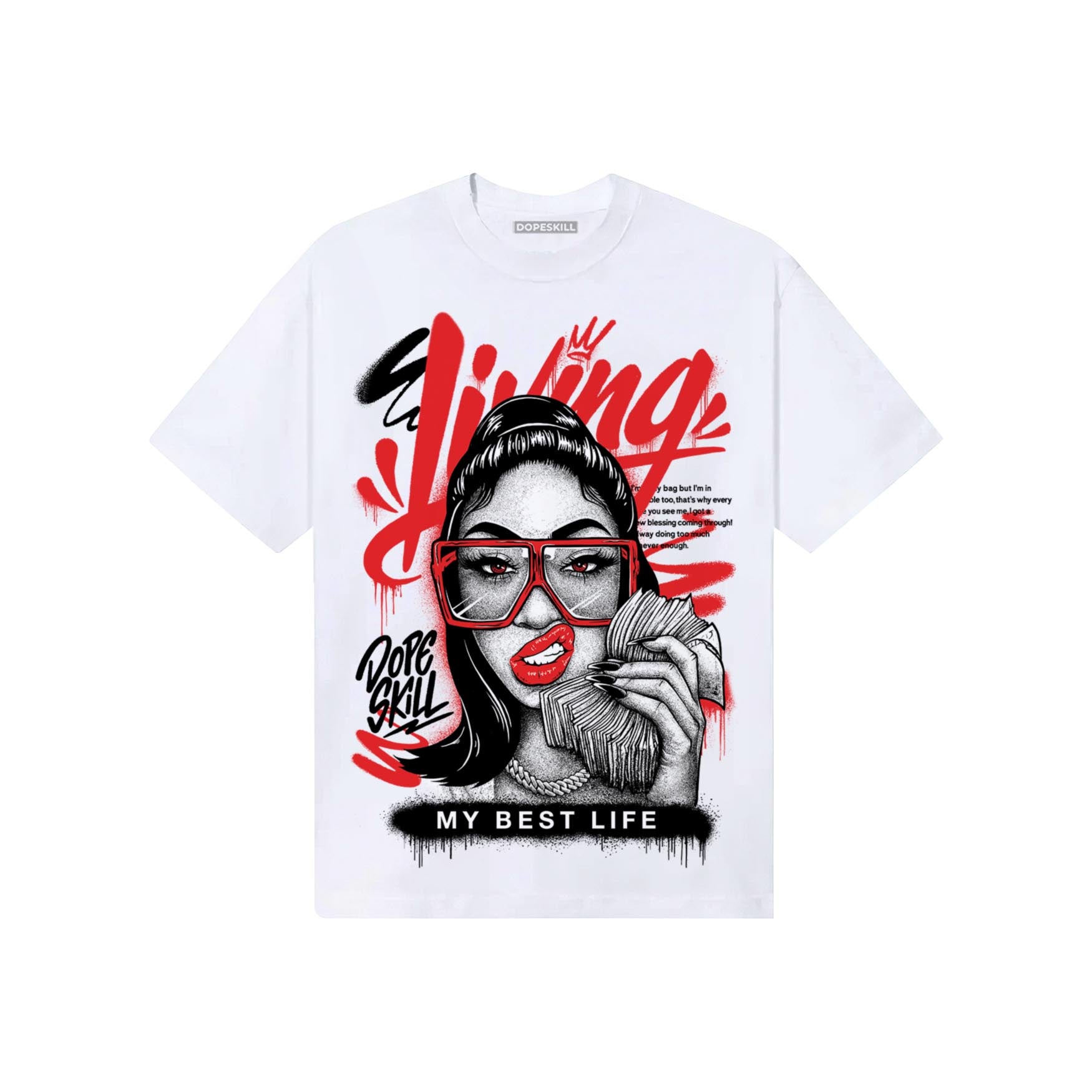 Black and White Sneakers DopeSkill T-Shirt Living My Best Life Graphic Streetwear - White 