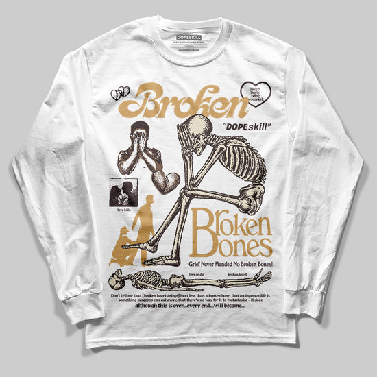 Jordan 5 “Earth/Metallic Gold” DopeSkill Long Sleeve T-Shirt Broken Bones Graphic Streetwear - White