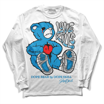 Jordan 4 Retro Military Blue DopeSkill Long Sleeve T-Shirt Love Kills Graphic Streetwear - White