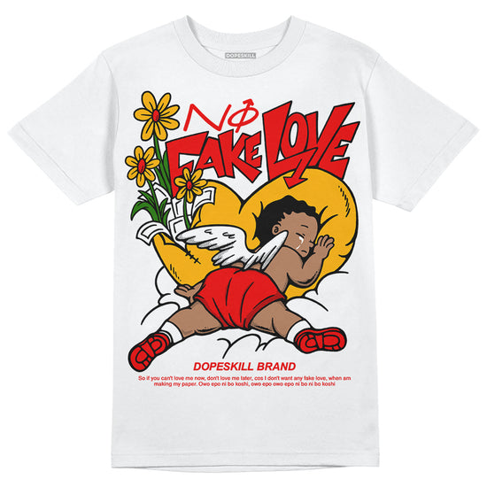 Red Sneakers DopeSkill T-Shirt No Fake Love Graphic Streetwear - White