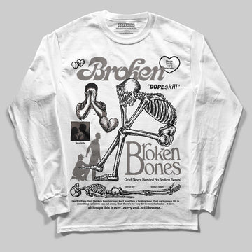 Jordan 4 Retro Cave Stone DopeSkill Long Sleeve T-Shirt Broken Bones Graphic Streetwear - White