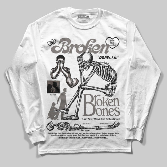 Jordan 4 Retro Cave Stone DopeSkill Long Sleeve T-Shirt Broken Bones Graphic Streetwear - White