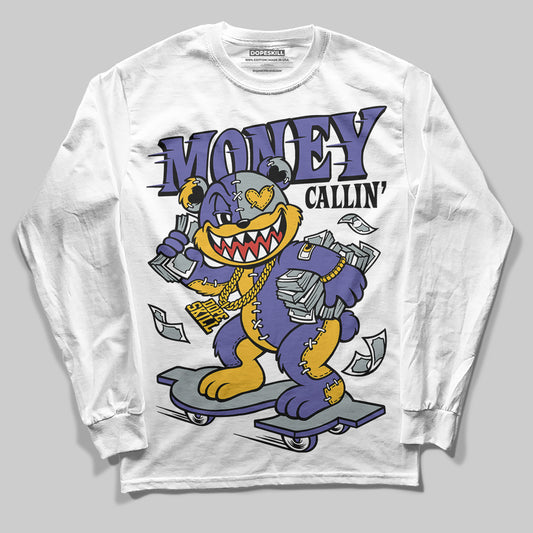 Jordan 4 Retro Lakers DopeSkill Long Sleeve T-Shirt Money Callin' Graphic Streetwear - White