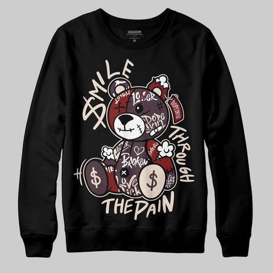 Adidas Samba OG Maroon Gold Metallic DopeSkill Sweatshirt Smile Through The Pain Graphic Streetwear - Black