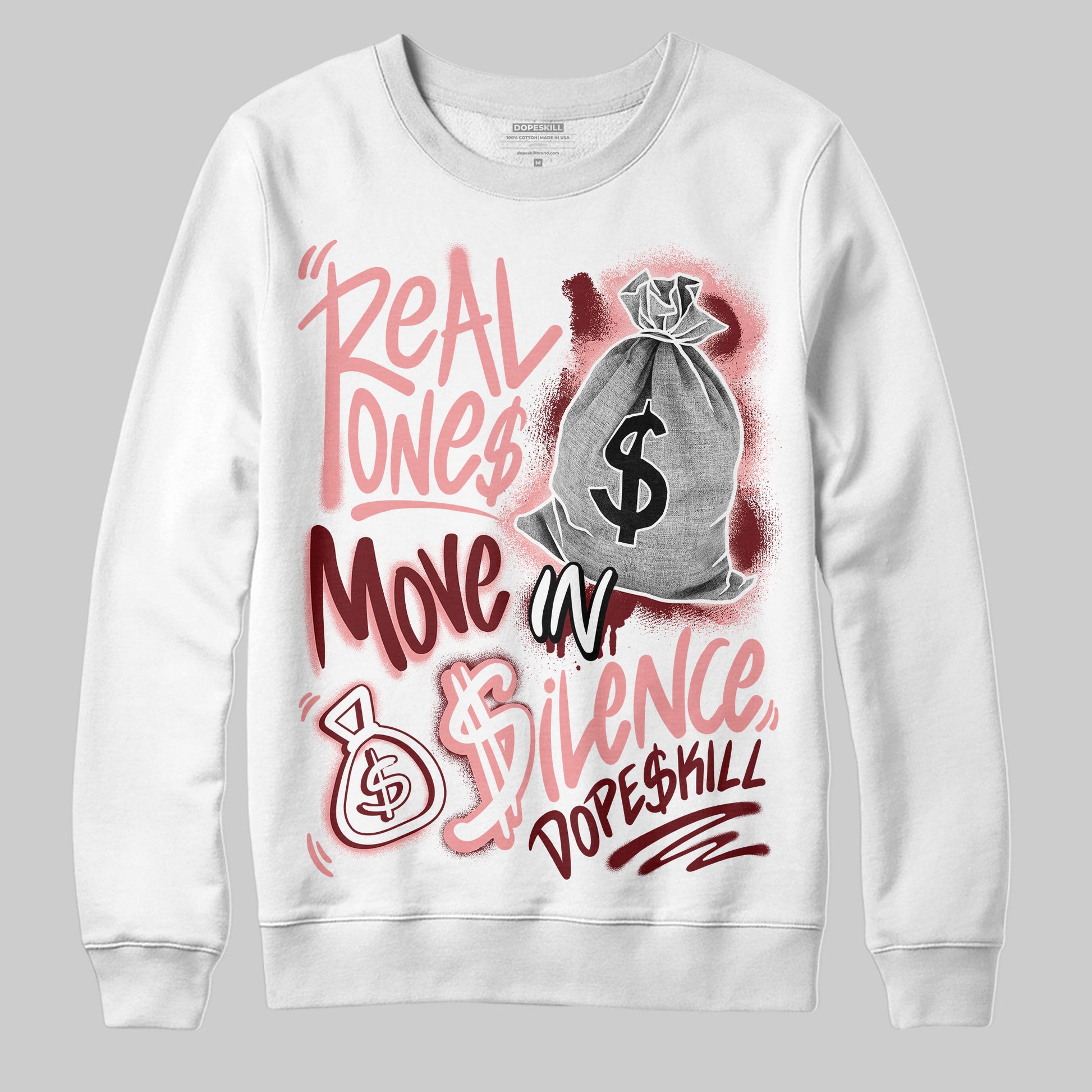 Jordan 3 Retro Valentine's Day Treat Yourself (2025) DopeSkill Sweatshirt Real Ones Move In Silence Graphic Streetwear - White