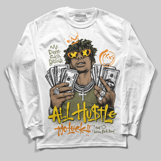 Olive Sneakers DopeSkill Long Sleeve T-Shirt All Hustle No Luck Graphic Streetwear - White