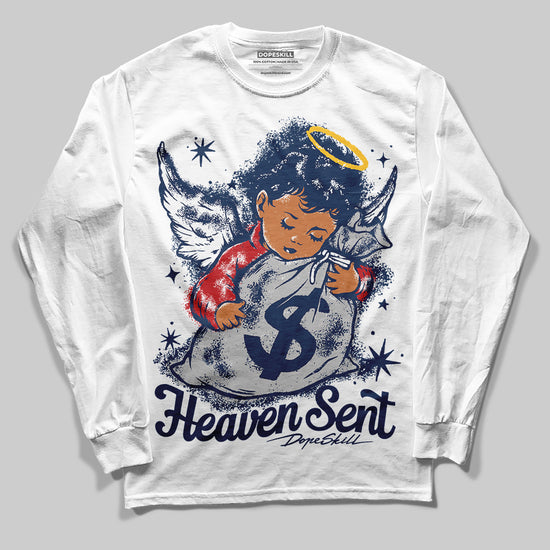 Jordan 4 SB “Summit White/Navy” DopeSkill Long Sleeve T-Shirt Heaven Sent Graphic Streetwear - White