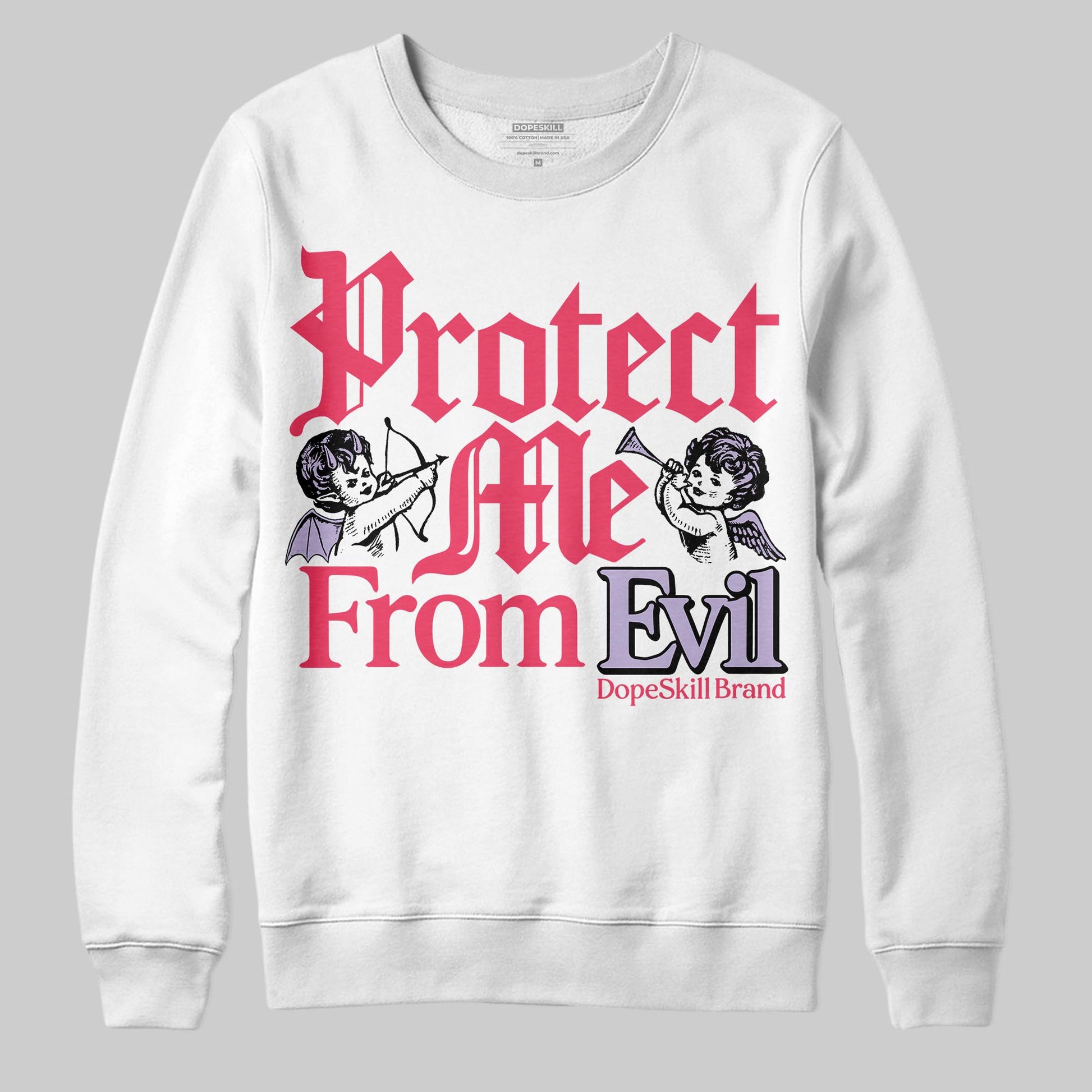 Jordan 5 Low “Peanut Butter Jelly” DopeSkill Sweatshirt Protect Me From Evil Graphic Streetwear - White