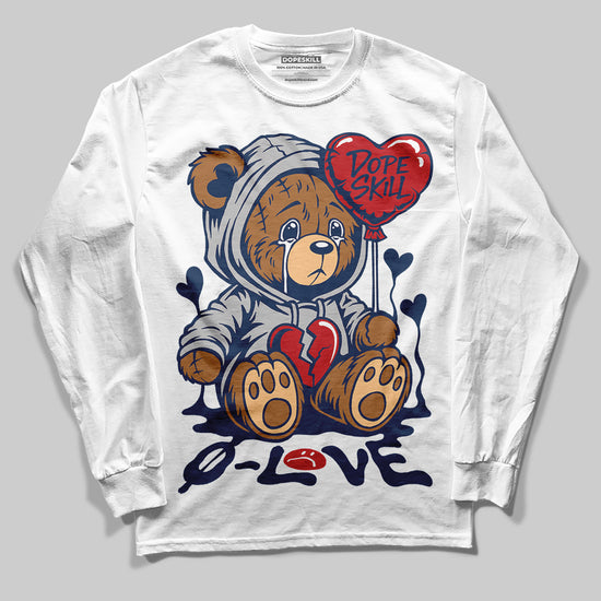 Jordan 4 SB “Summit White/Navy” DopeSkill Long Sleeve T-Shirt Broken Bear Graphic Streetwear - White