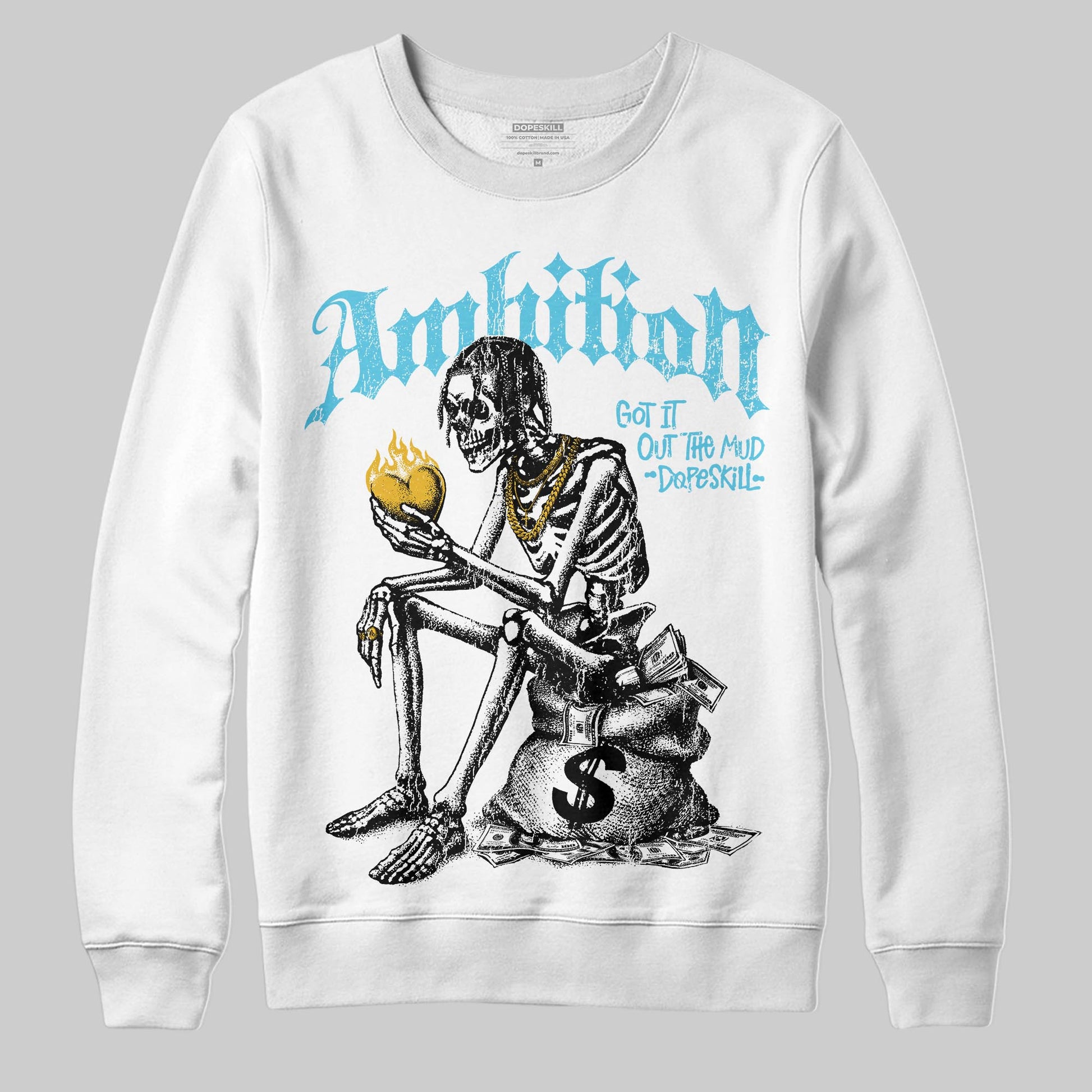 Jordan 11 Retro Gamma Blue (2025) DopeSkill Sweatshirt Ambition Graphic Streetwear - White 