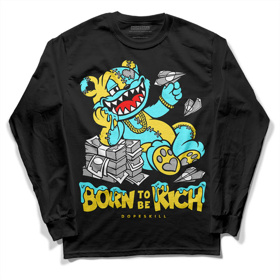 Jordan 5 Aqua DopeSkill Long Sleeve T-Shirt Born To Be Rich Graphic Streetwear - Black