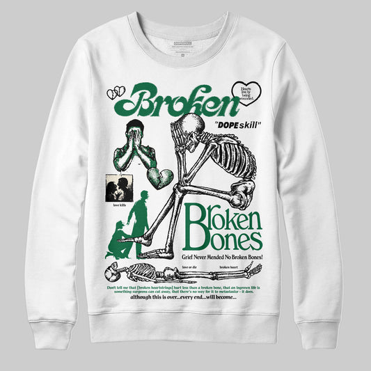 Jordan 13 GS “Pine Green” DopeSkill Sweatshirt Broken Bones Graphic Streetwear - White