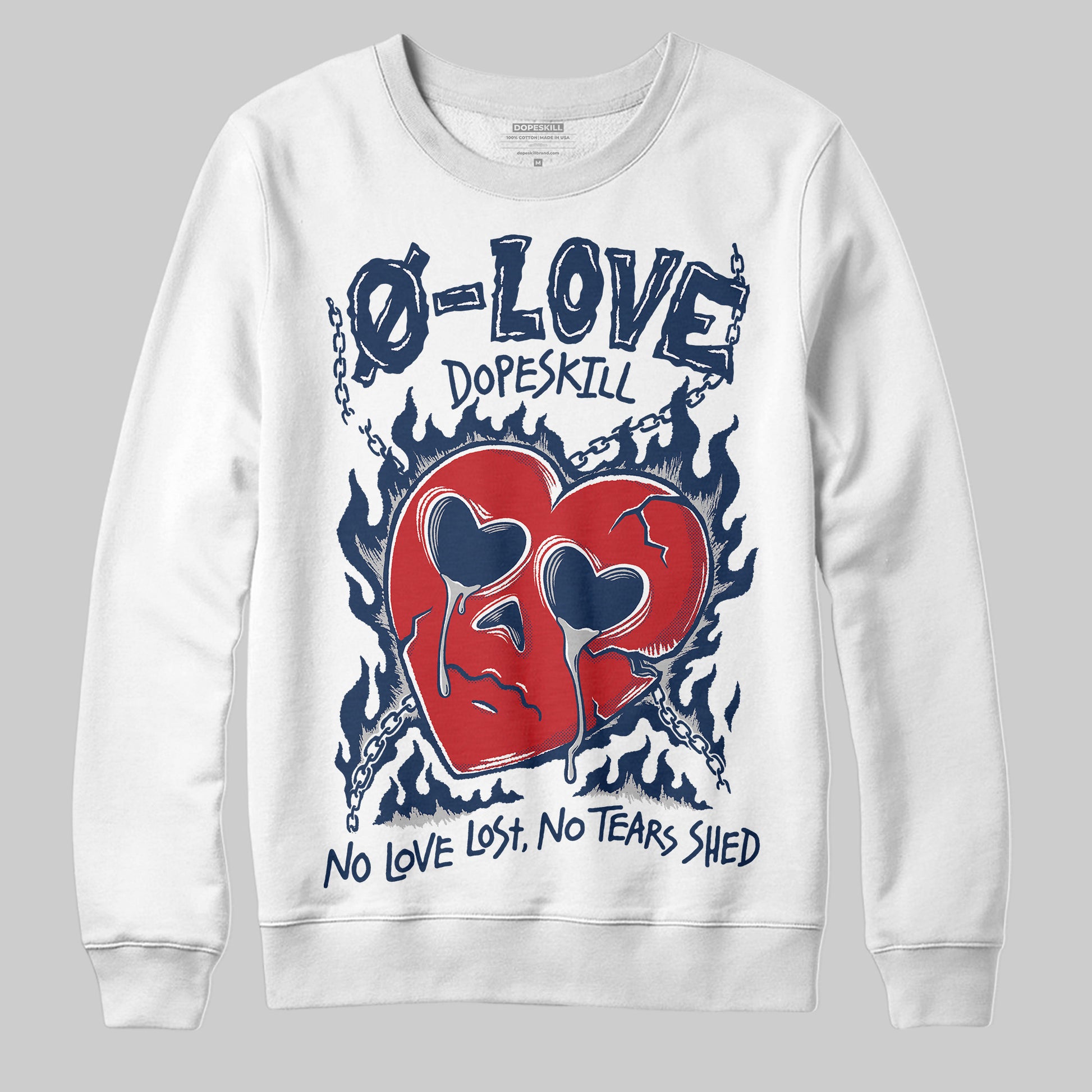 Jordan 4 SB “Summit White/Navy” DopeSkill Sweatshirt Crying Heart Graphic Streetwear - White 