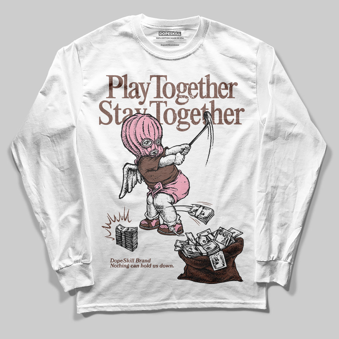 Adidas Campus 00s Dust Cargo Clear ‘Pink’ DopeSkill Long Sleeve T-Shirt Play together, Stay together Graphic Streetwear - White