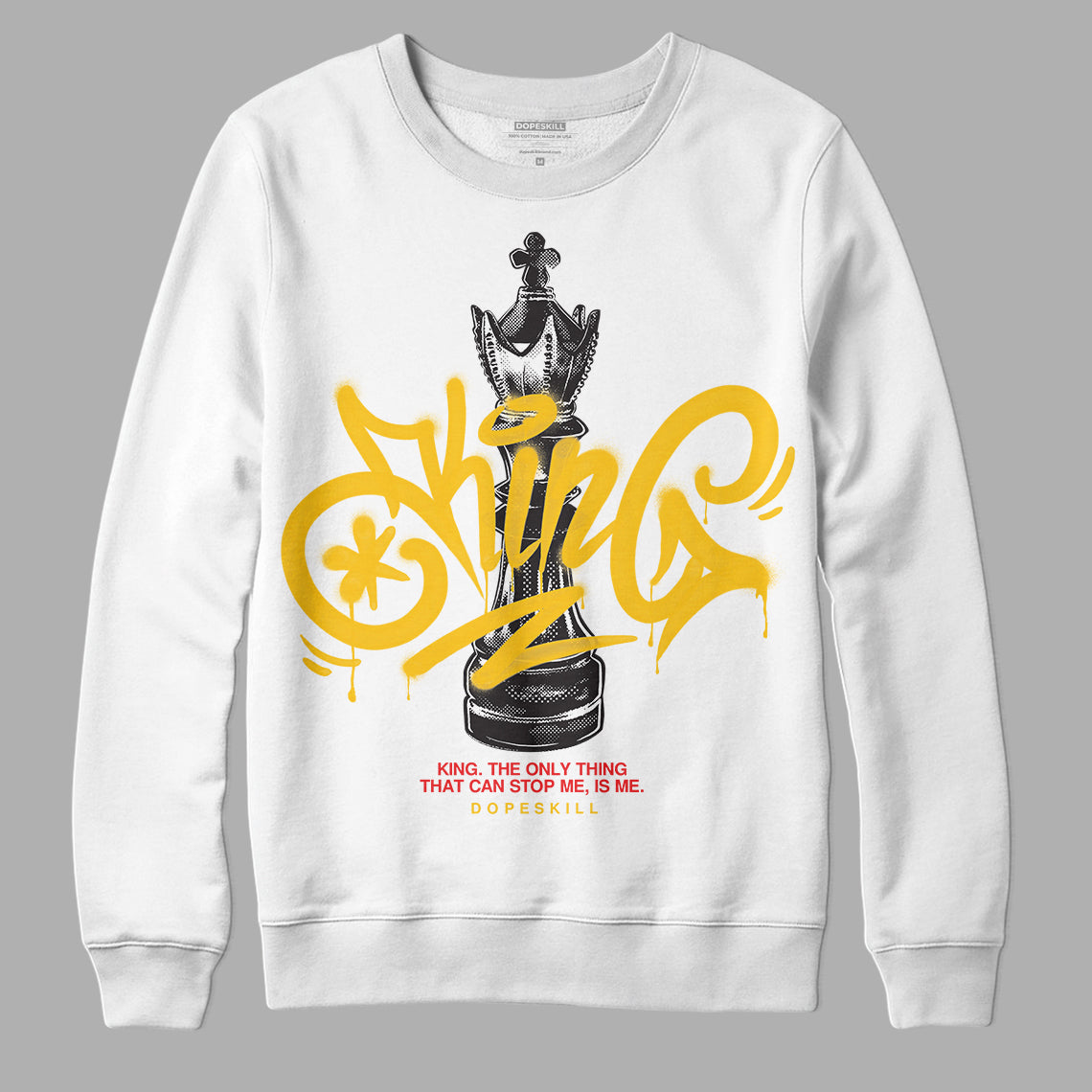 Yellow Sneakers DopeSkill Sweatshirt King Chess Graphic Streetwear - White