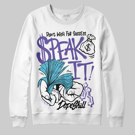 Jordan 8 Retro 'Aqua' 2025 DopeSkill Sweatshirt Speak It Graphic Streetwear - White