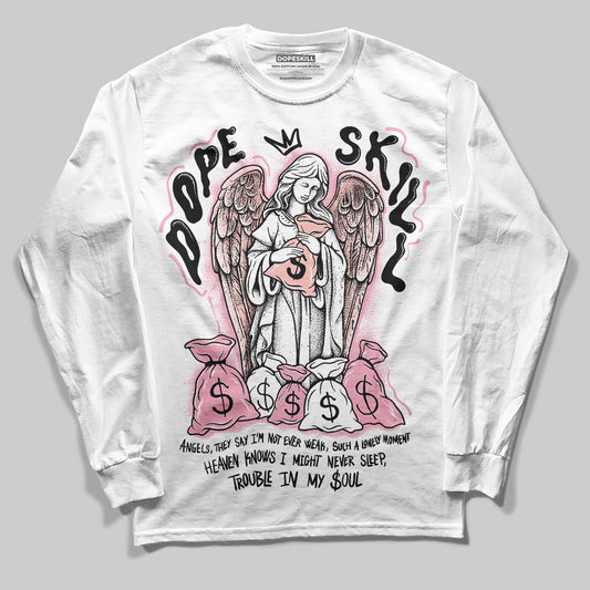 AMIRI White & Pink Stars Court Sneakers DopeSkill Long Sleeve T-Shirt Angels Graphic Streetwear - White