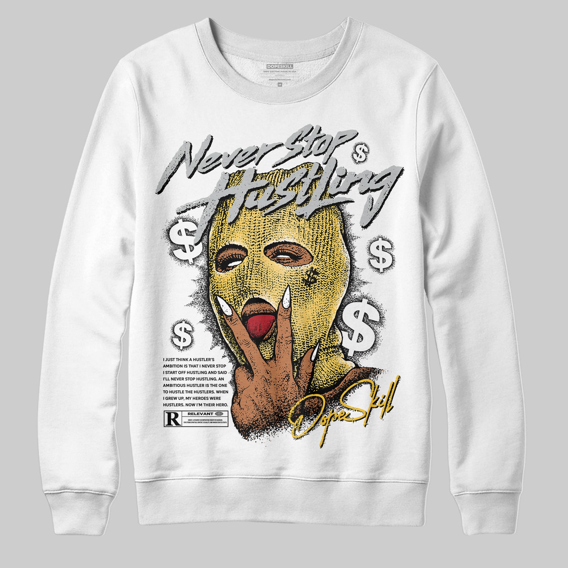 Jordan 12 "Phantom" DopeSkill Sweatshirt Never Stop Hustling Graphic Streetwear - White