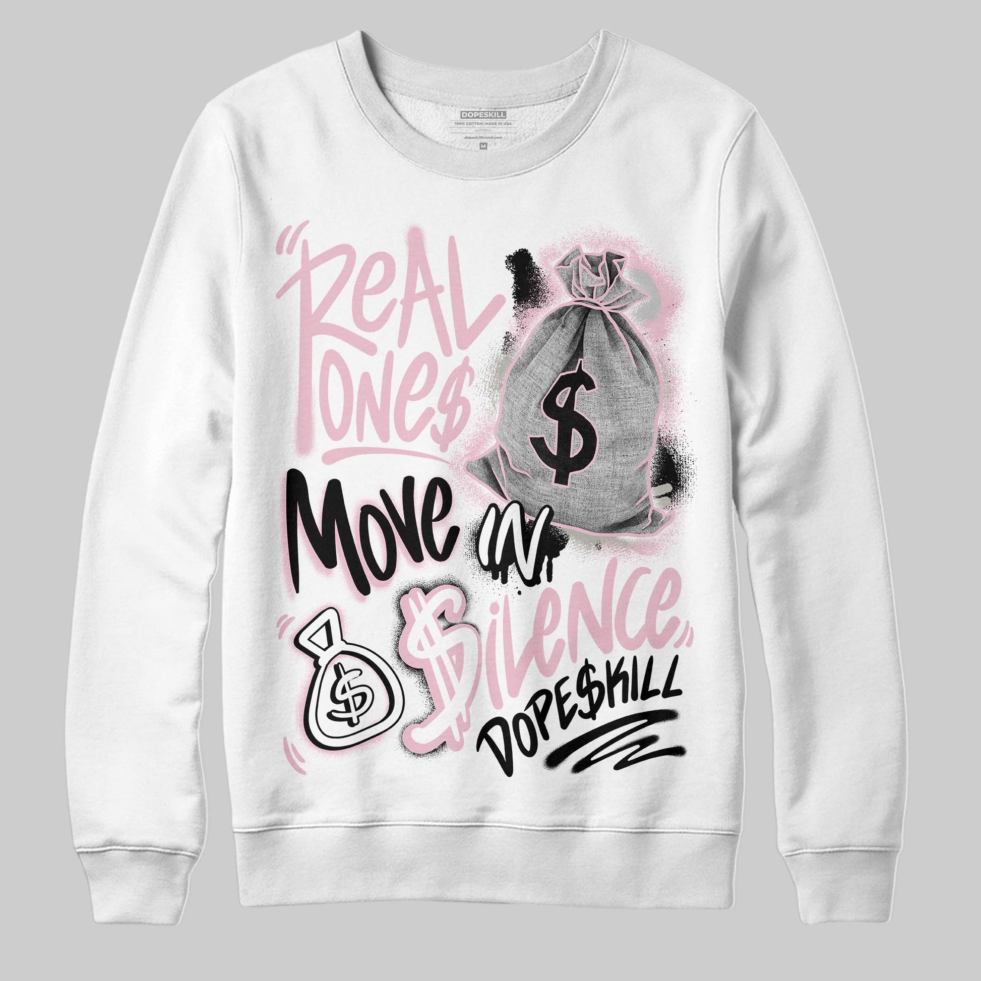 Jordan 5 OG “35th Anniversary” DopeSkill Sweatshirt Real Ones Move In Silence Graphic Streetwear - White