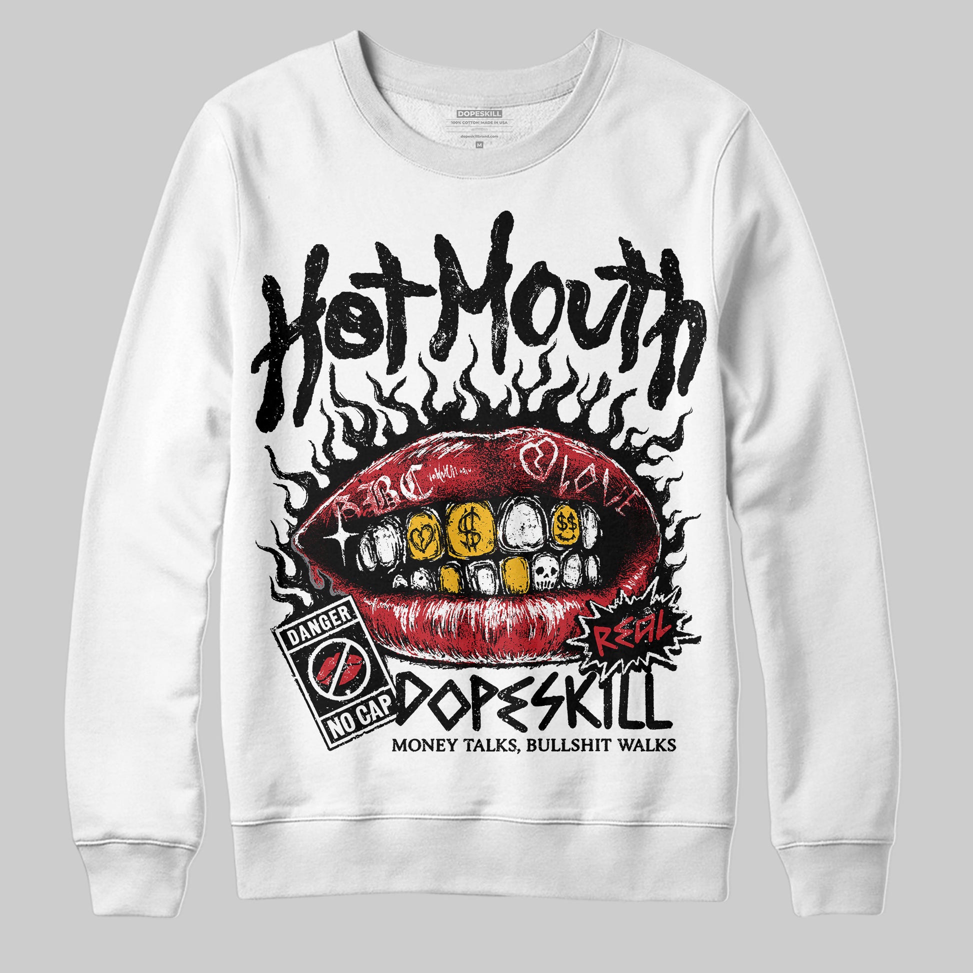 Jordan 11 “Bred Velvet” DopeSkill Sweatshirt Hot Mouth Graphic Streetwear - White