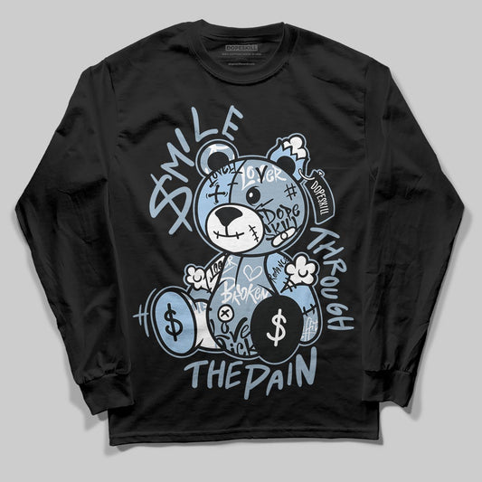 Jordan 40 “Blue Suede” DopeSkill Long Sleeve T-Shirt Smile Through The Pain Graphic Streetwear - Black