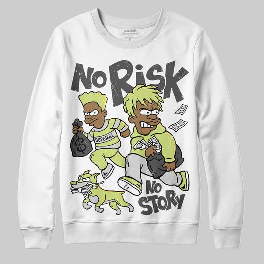 Jordan 4 GS “Light Lemon Twist” DopeSkill Sweatshirt No Risk No Story Graphic Streetwear - White