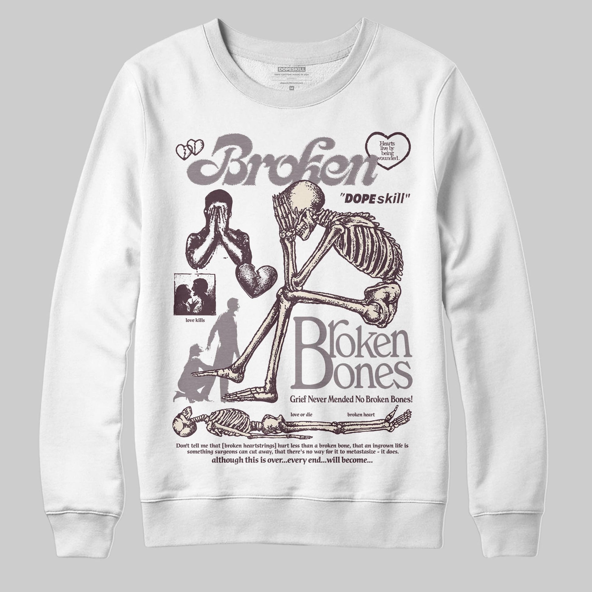 A Ma Maniére x Air Jordan 6 Retro “Smoky Mauve”⁠ DopeSkill Sweatshirt Broken Bones Graphic Streetwear - White