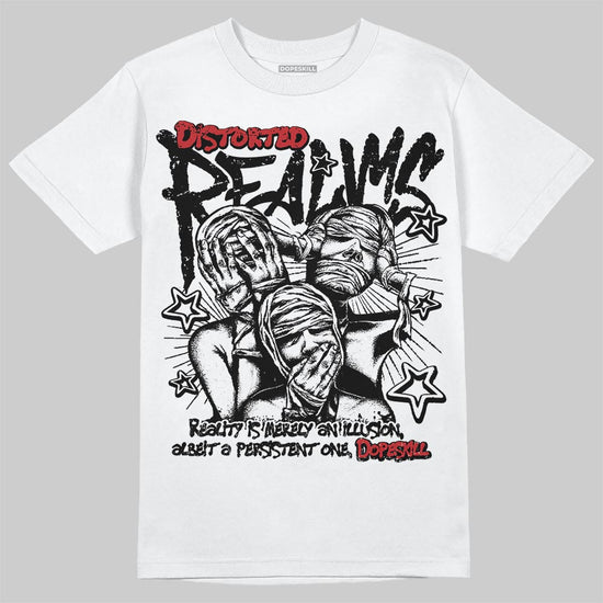 Jordan 1 Retro High OG Flight Club DopeSkill T-Shirt Distorted Realms Graphic Streetwear - White