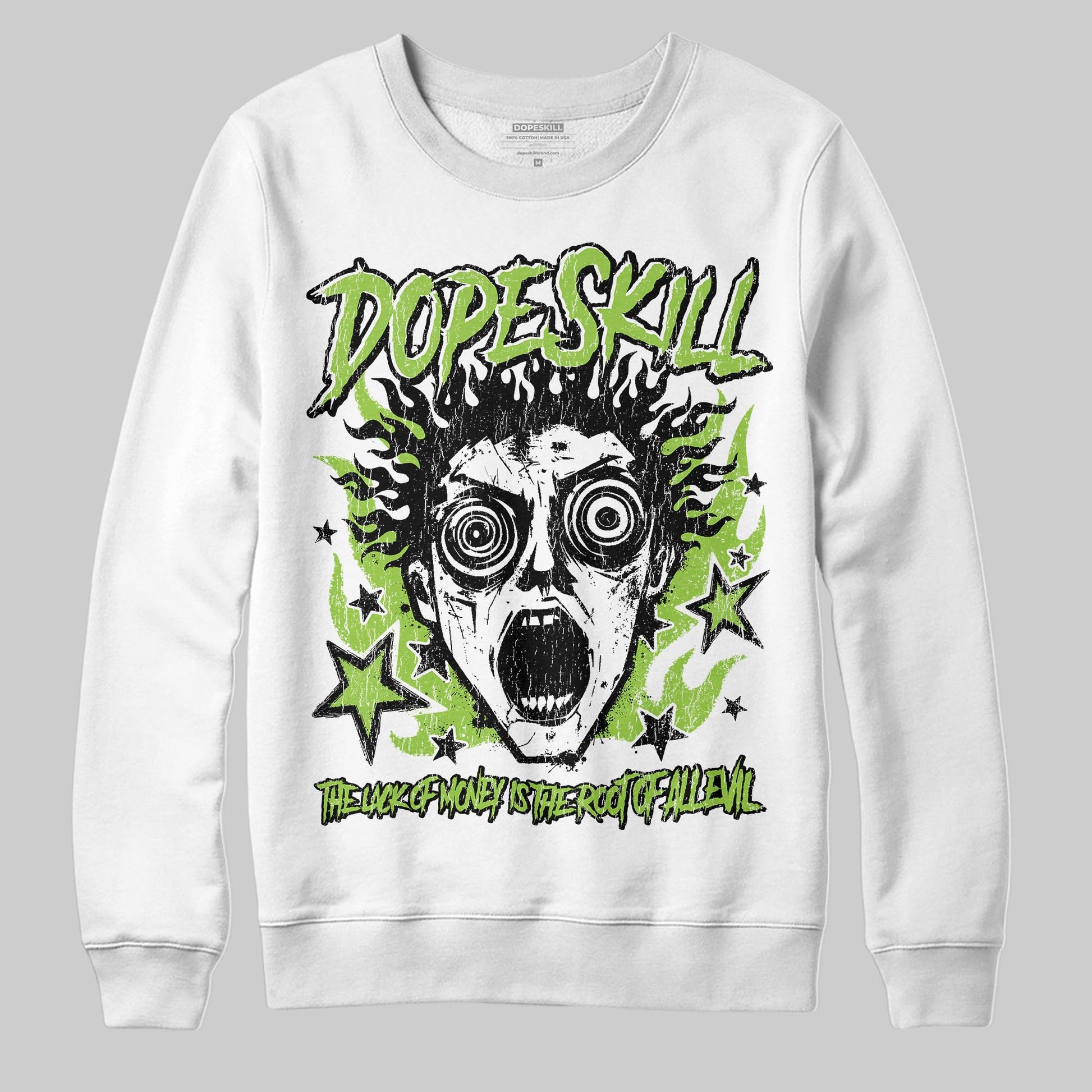 Neon Green Sneakers DopeSkill Sweatshirt Root of Evil Graphic Streetwear - White