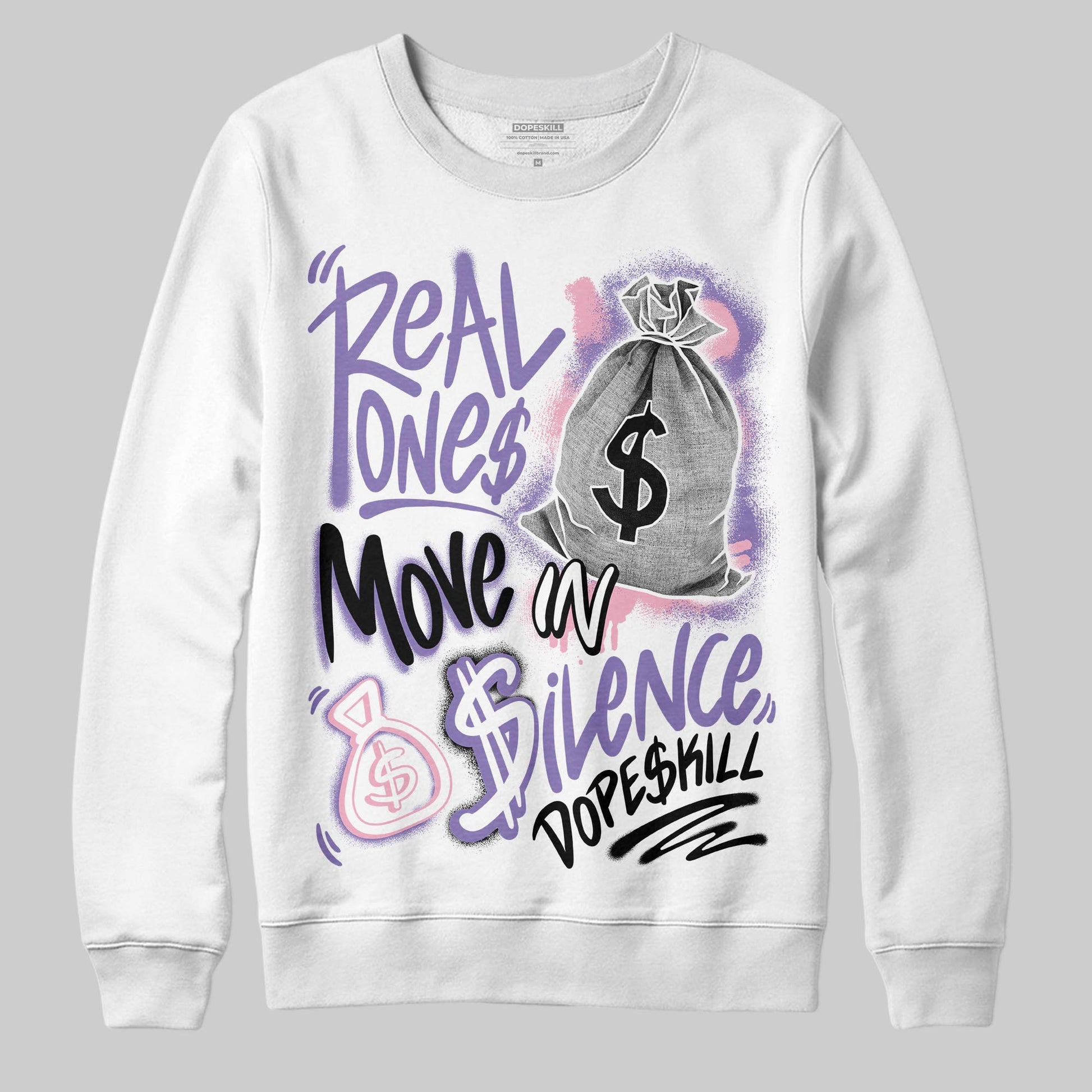 Jordan 11 "Mojave" DopeSkill Sweatshirt Real Ones Move In Silence Graphic Streetwear - White 
