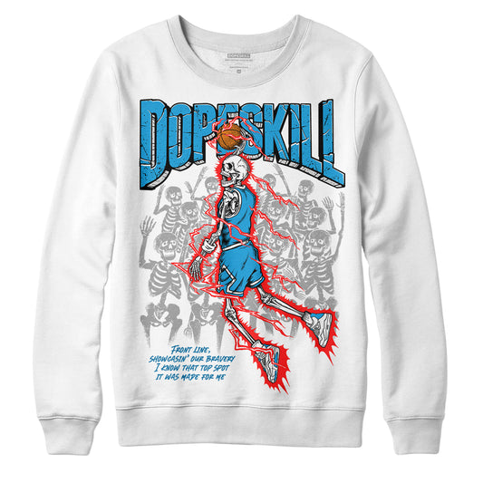 Jordan 4 Retro Military Blue DopeSkill Sweatshirt Thunder Dunk Graphic Streetwear - White