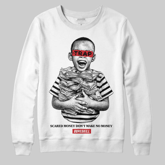 Black and White Sneakers DopeSkill Sweatshirt Scared Money Don't Make No Money Graphic Streetwear - White 
