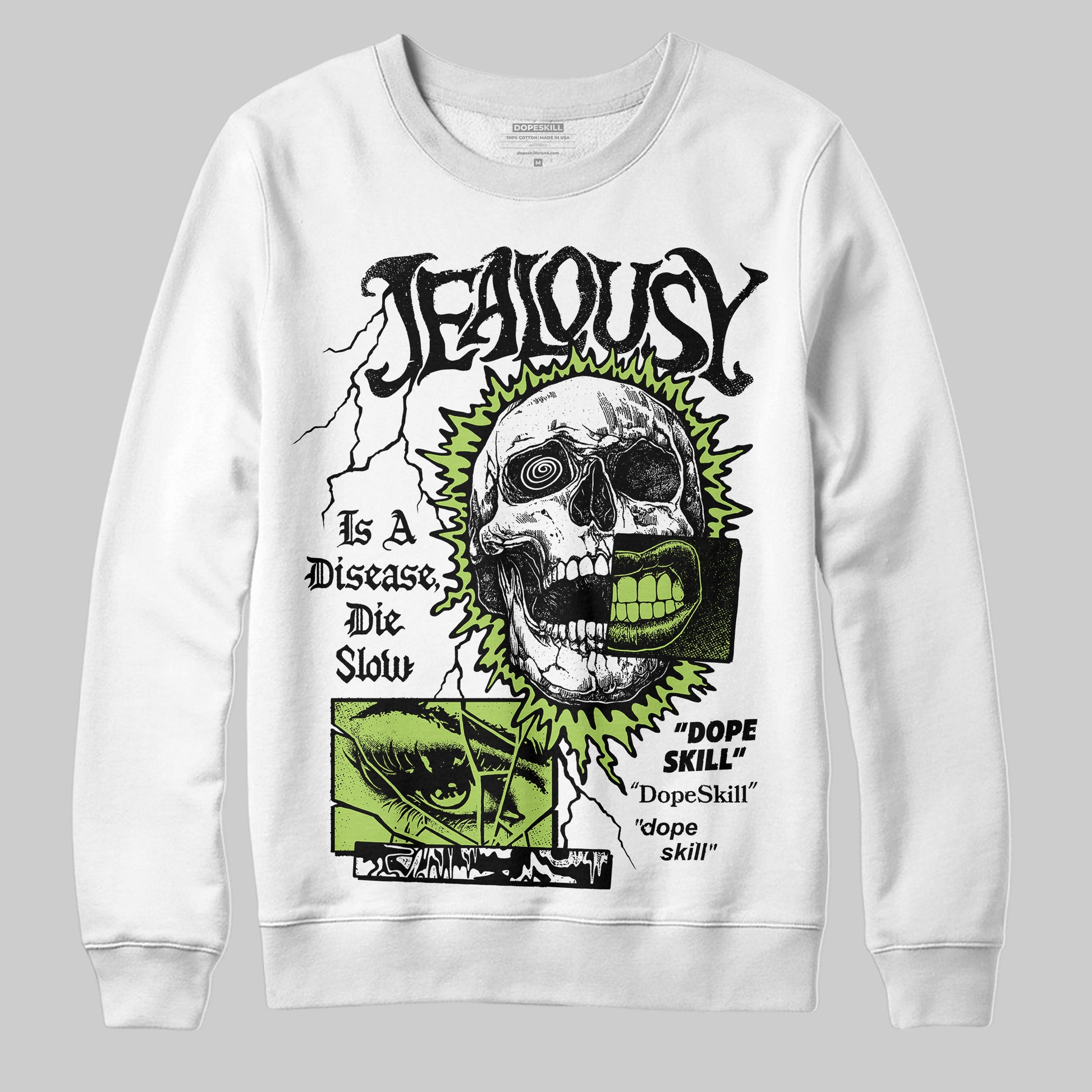 Air Max 95 Big Bubble Neon Yellow DopeSkill Sweatshirt Jealousy Graphic Streetwear - White