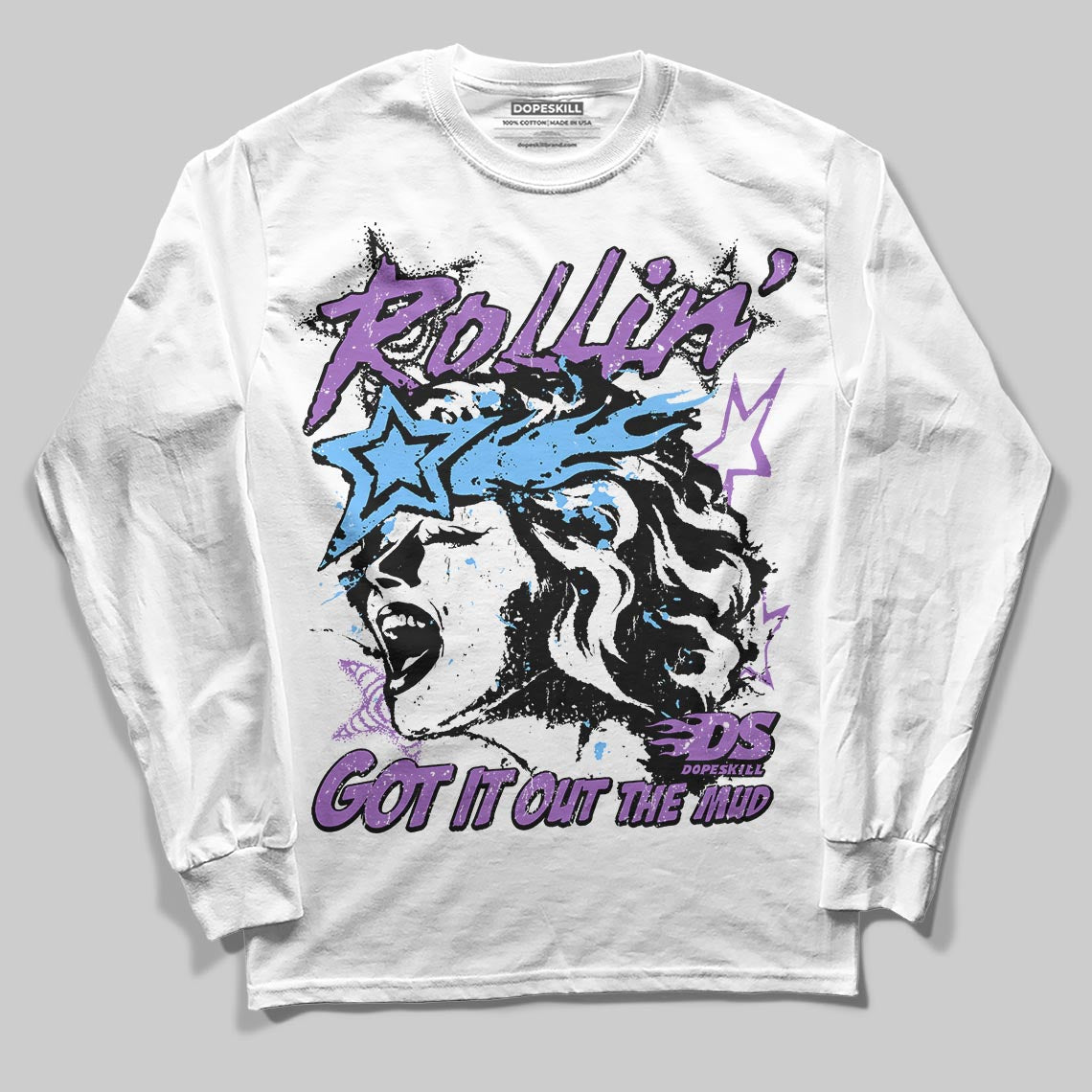 PURPLE Sneakers DopeSkill Long Sleeve T-Shirt Got It Out The Mud Graphic Streetwear - White