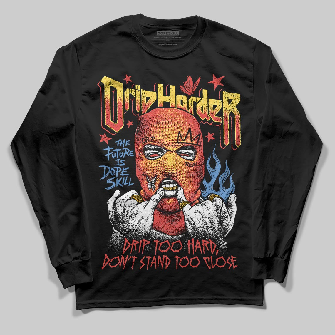 Red Sneakers DopeSkill Long Sleeve T-Shirt Drip Harder Graphic Streetwear - Black
