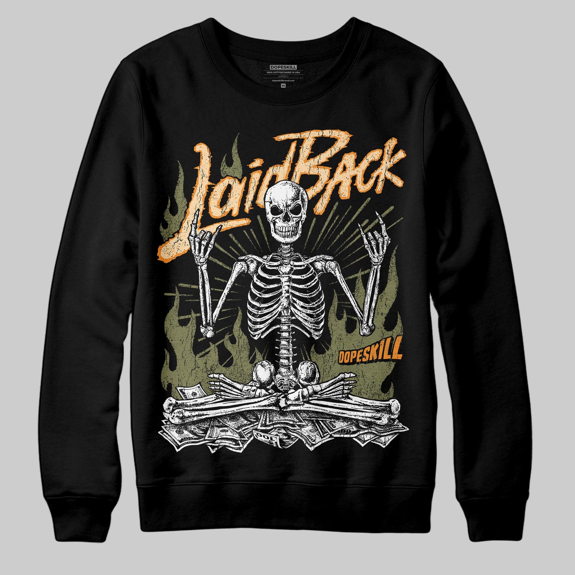 Olive Sneakers DopeSkill Sweatshirt Laid Back Graphic Streetwear - Black