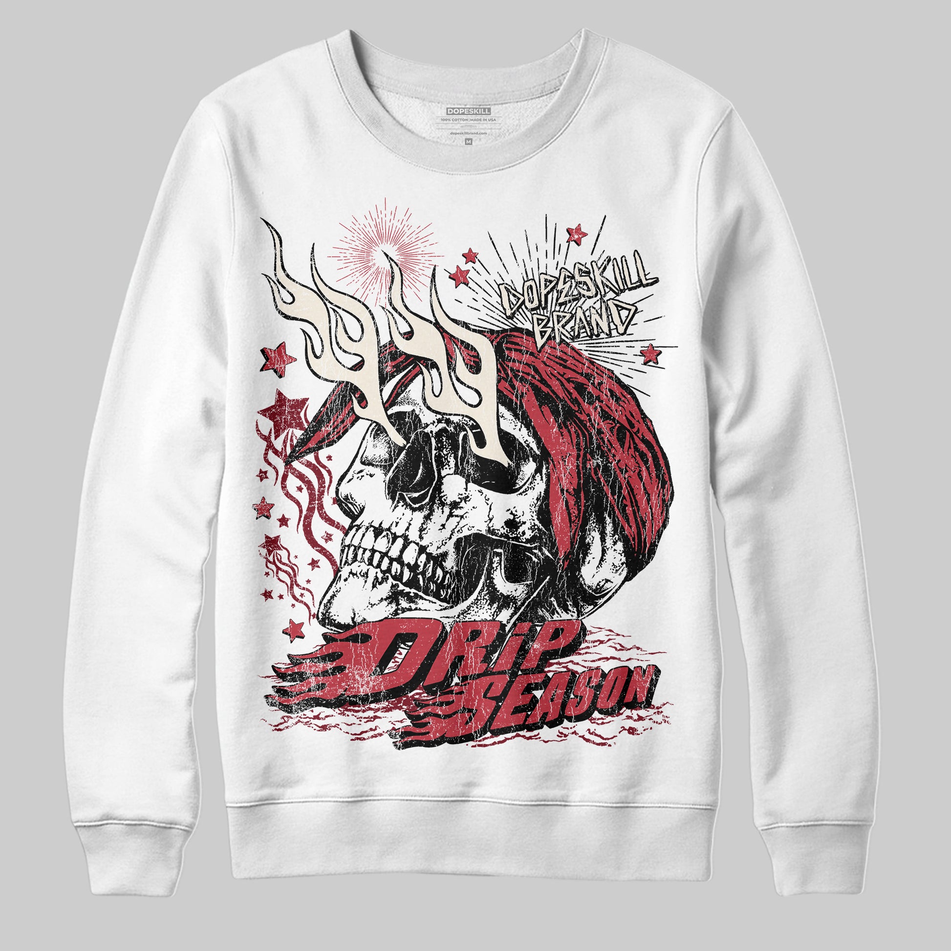 Jordan 4 “Sierra Red" DopeSkill Sweatshirt Drip Season Graphic Streetwear - White