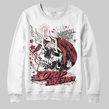 Jordan 4 “Sierra Red" DopeSkill Sweatshirt Drip Season Graphic Streetwear - White