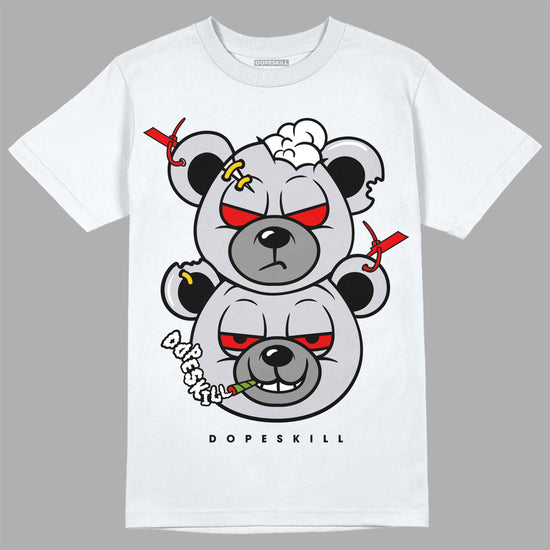 Jordan 2 Retro "Black Cement" DopeSkill T-Shirt New Double Bear Graphic Streetwear - White