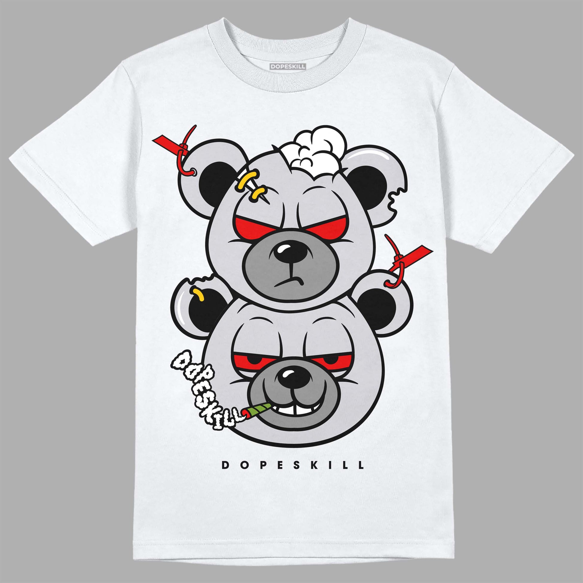 Jordan 2 Retro "Black Cement" DopeSkill T-Shirt New Double Bear Graphic Streetwear - White