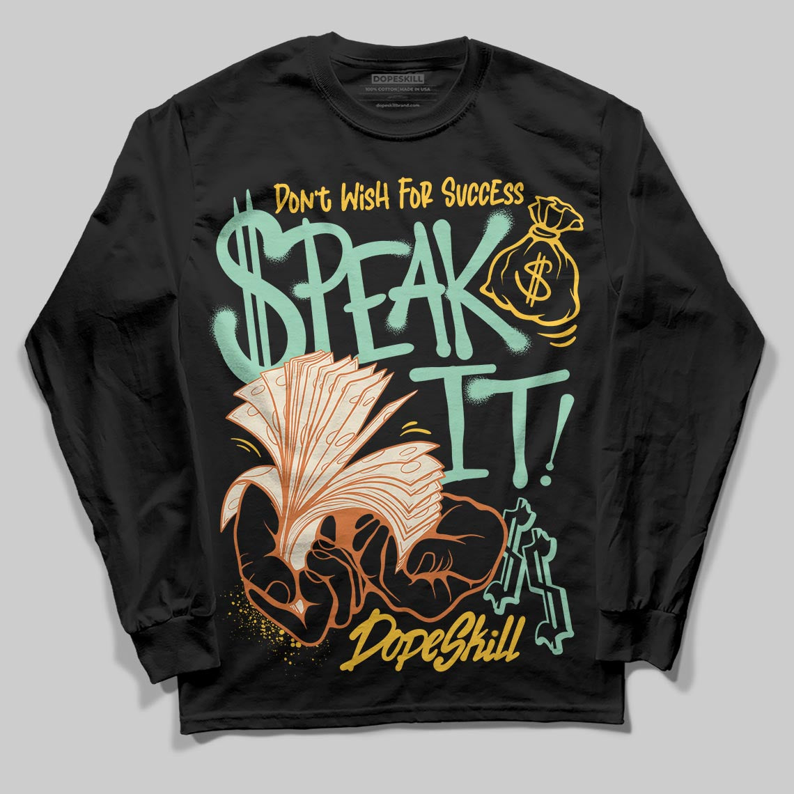 SB Dunk Low Rodeo Tourmaline DopeSkill Long Sleeve T-Shirt Speak It Graphic Streetwear - Black