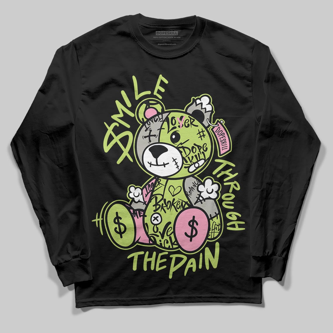 Chase B x Travis Scott x Jordan Jumpman Jack DopeSkill Long Sleeve T-Shirt Smile Through The Pain Graphic Streetwear - black