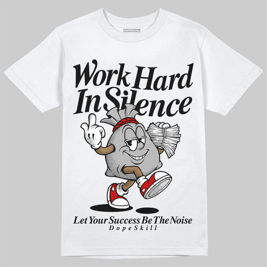 Black and White Sneakers DopeSkill T-Shirt Work Hard In Silence Graphic Streetwear - White