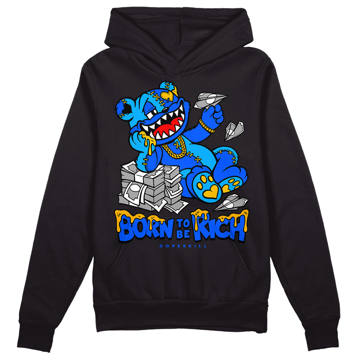 Royal Blue Sneakers DopeSkill Hoodie Sweatshirt Born To Be Rich Graphic Streetwear - Black