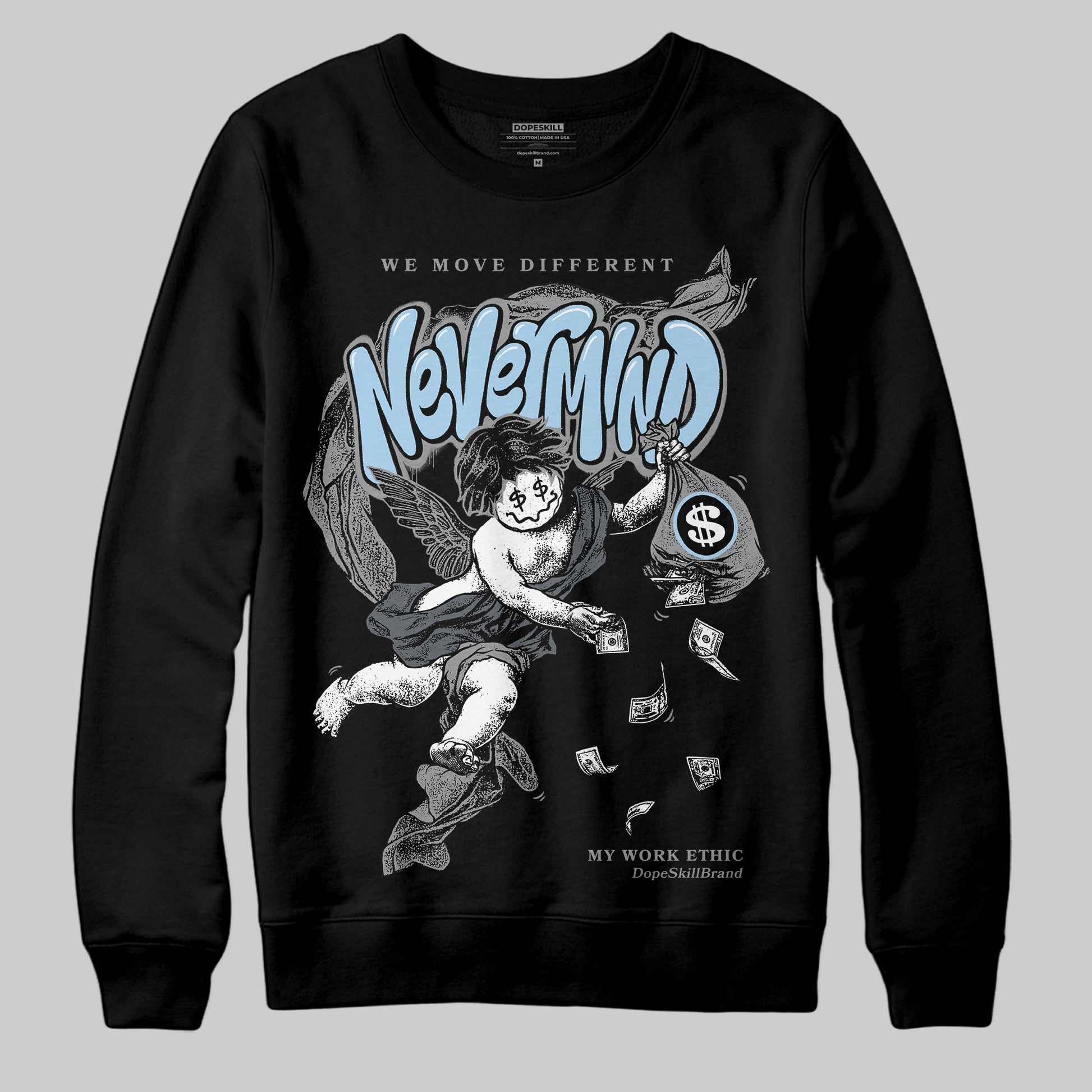 Jordan 5 Retro Wolf Grey (2026) DopeSkill Sweatshirt Nevermind Graphic Streetwear - Black