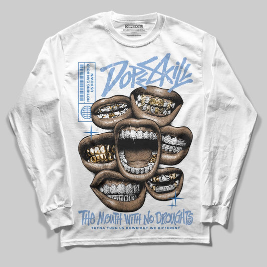 Jordan 4 WMNS 'Forget Me Not' DopeSkill Long Sleeve T-Shirt The Mouth With No Droughts Graphic Streetwear - White