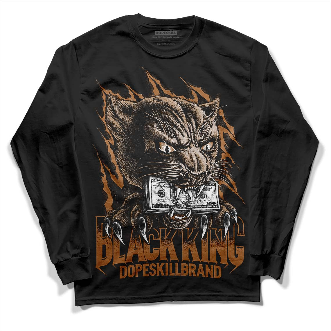 Jordan 3 Retro Palomino DopeSkill Long Sleeve T-Shirt Black King Graphic Streetwear - Black