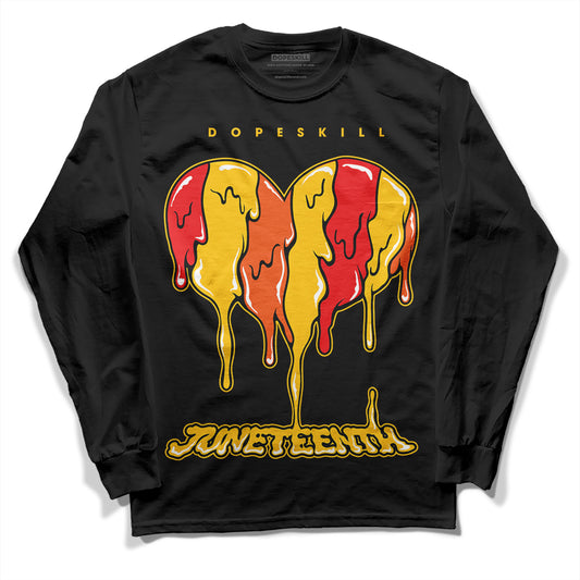 Yellow Sneakers DopeSkill Long Sleeve T-Shirt Juneteenth Heart Graphic Streetwear - Black