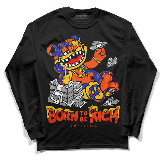 Dunk Low Futura Orange Blaze DopeSkill Long Sleeve T-Shirt Born To Be Rich Graphic Streetwear - Black