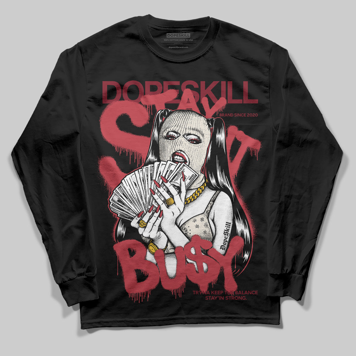 Jordan 4 “Sierra Red" DopeSkill Long Sleeve T-Shirt Stay It Busy Graphic Streetwear - Black